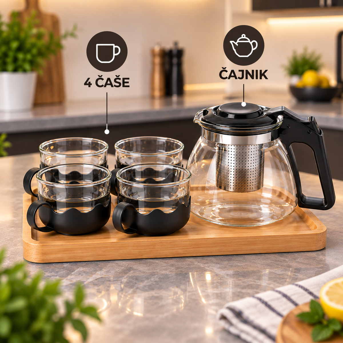 Stakleni set za čaj 5/1