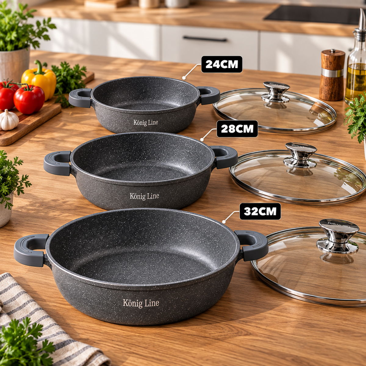 König Line (GRANIT) set šerpi 6/1 – 24/28/32 cm