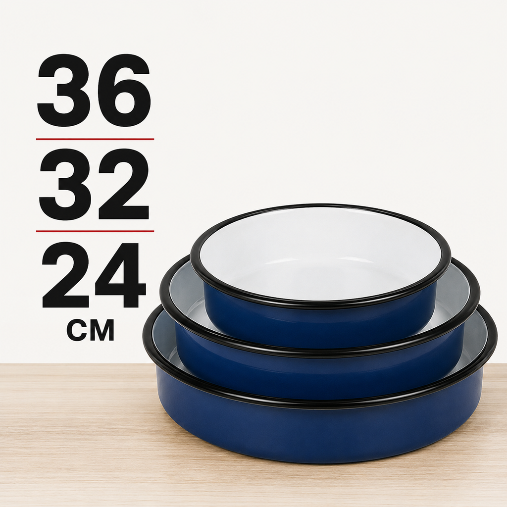 Set emajliranih tepsija 3/1 – 24 / 32 / 36 cm