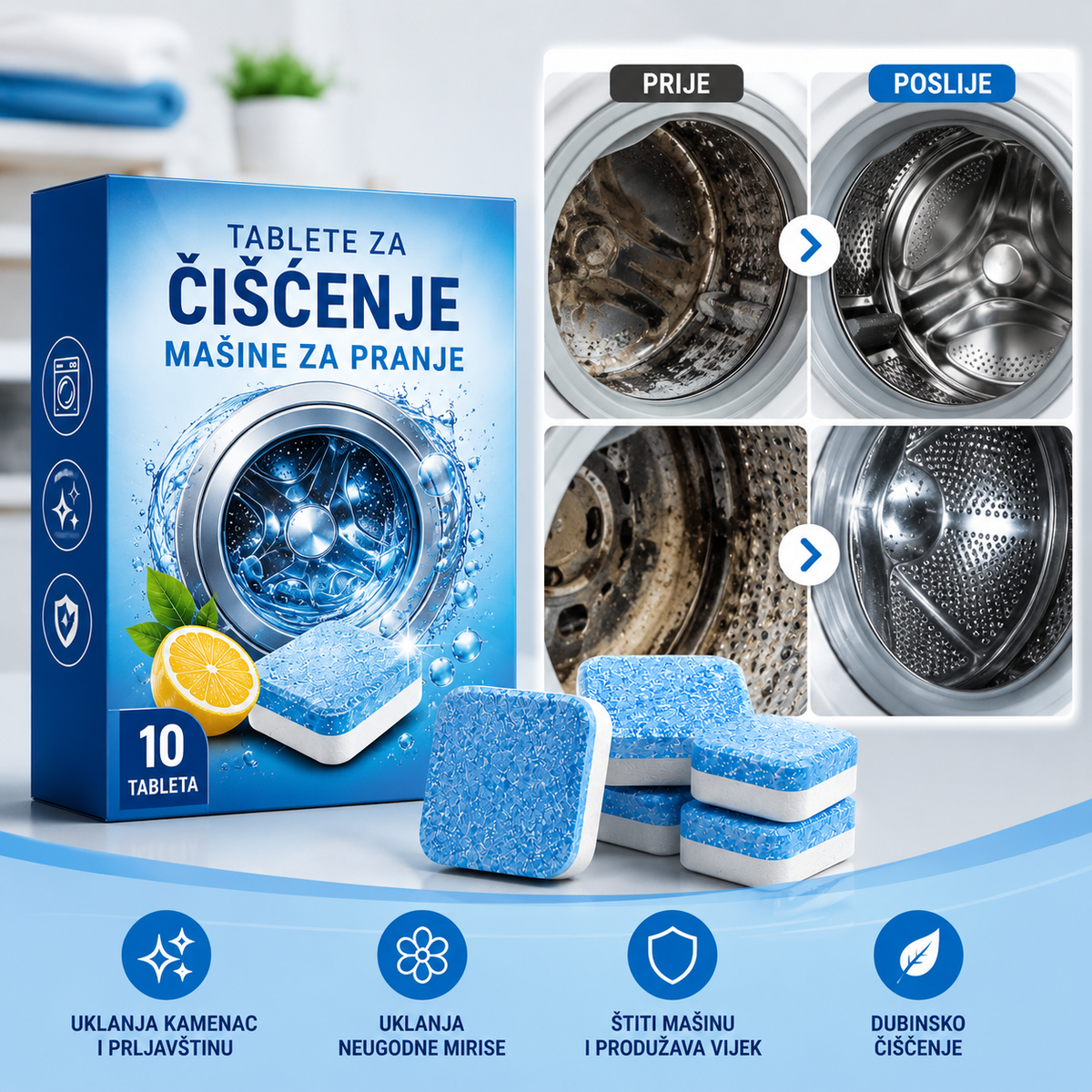 10+10 GRATIS Tablete za čišćenje veš mašine