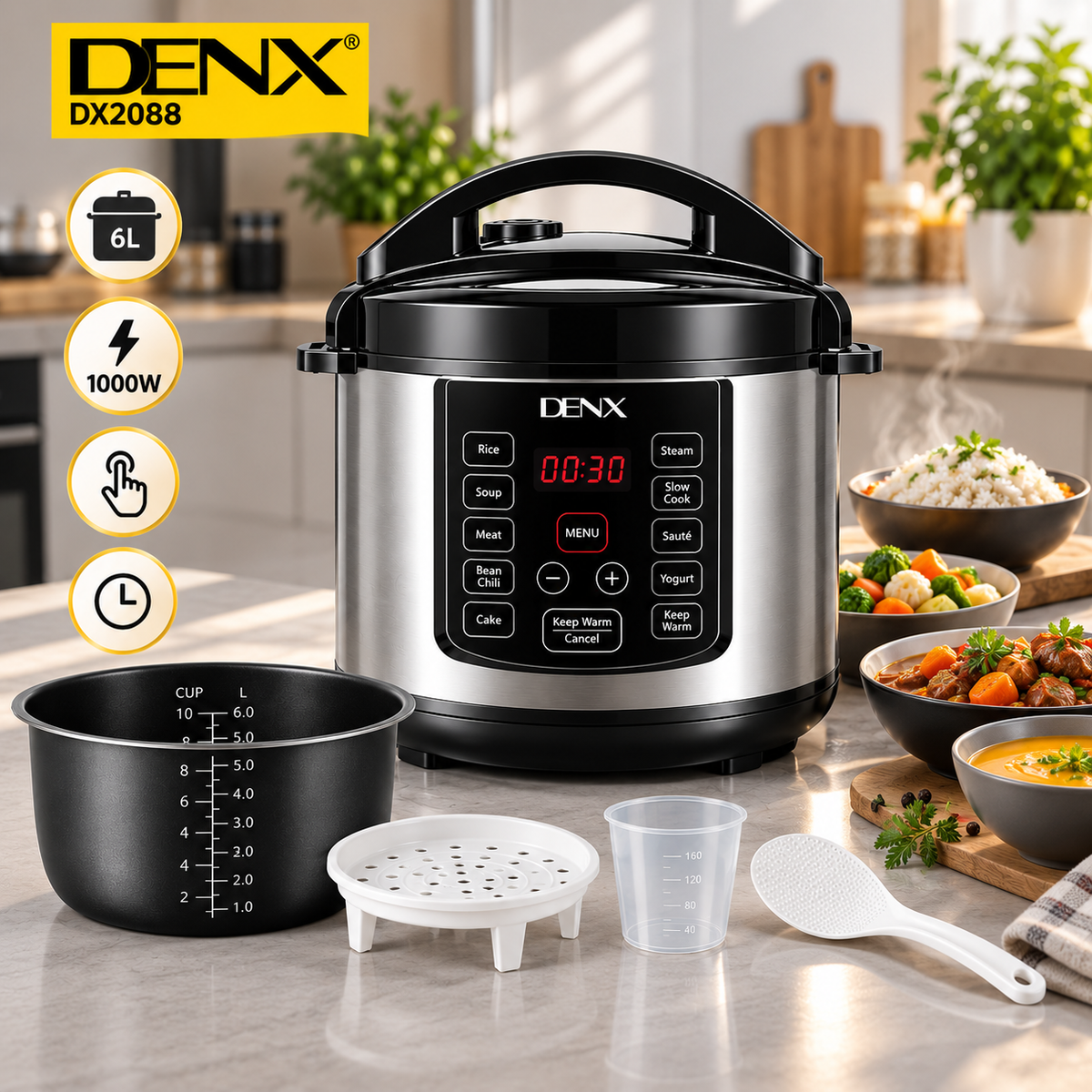 DENX DX2088 električni multifunkcionalni pekač 6L – 1000W