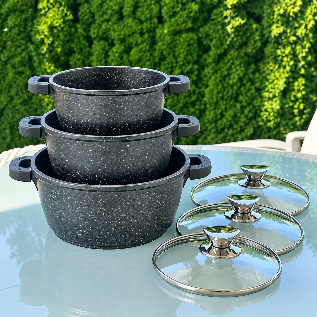 König Line GRANIT set šerpi 6/1 20/24/28 cm