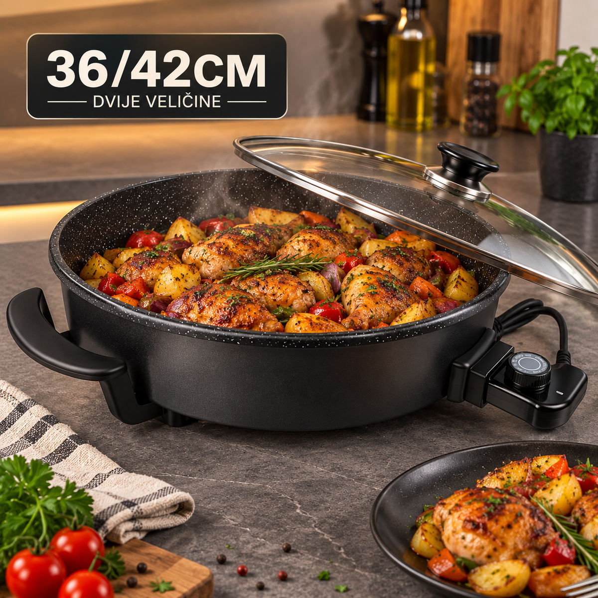 Električni granitni pizza pekač 36/42 cm