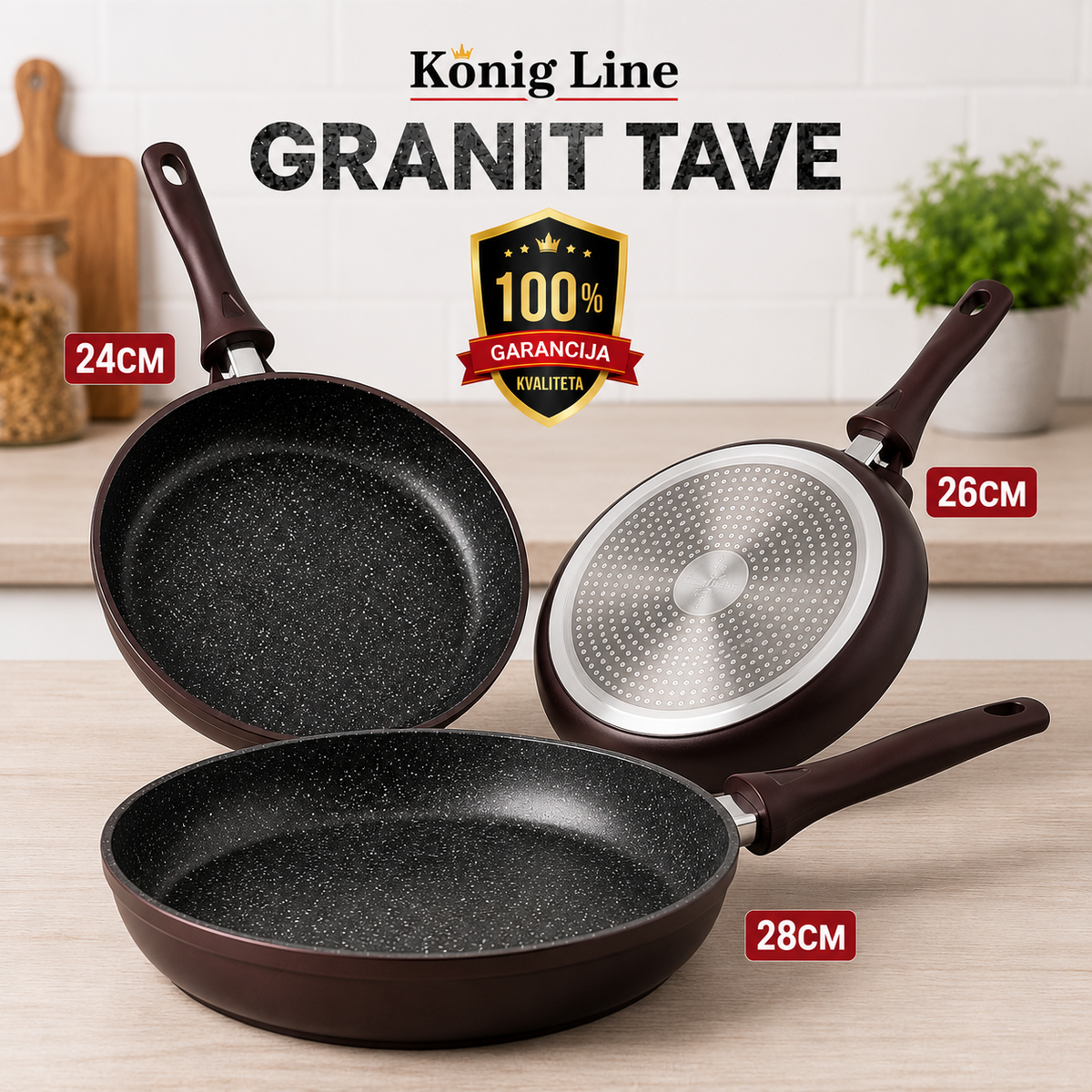 Granit tava sa poklopcem 24 cm / 26 cm / 28 cm