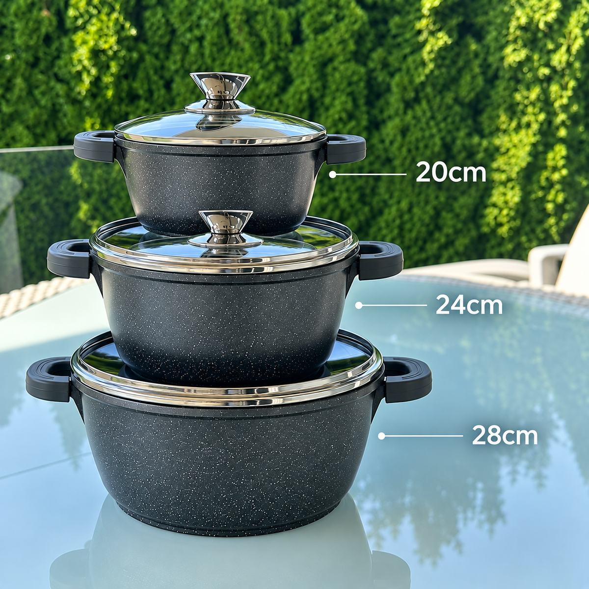 König Line GRANIT set šerpi 6/1 20/24/28 cm