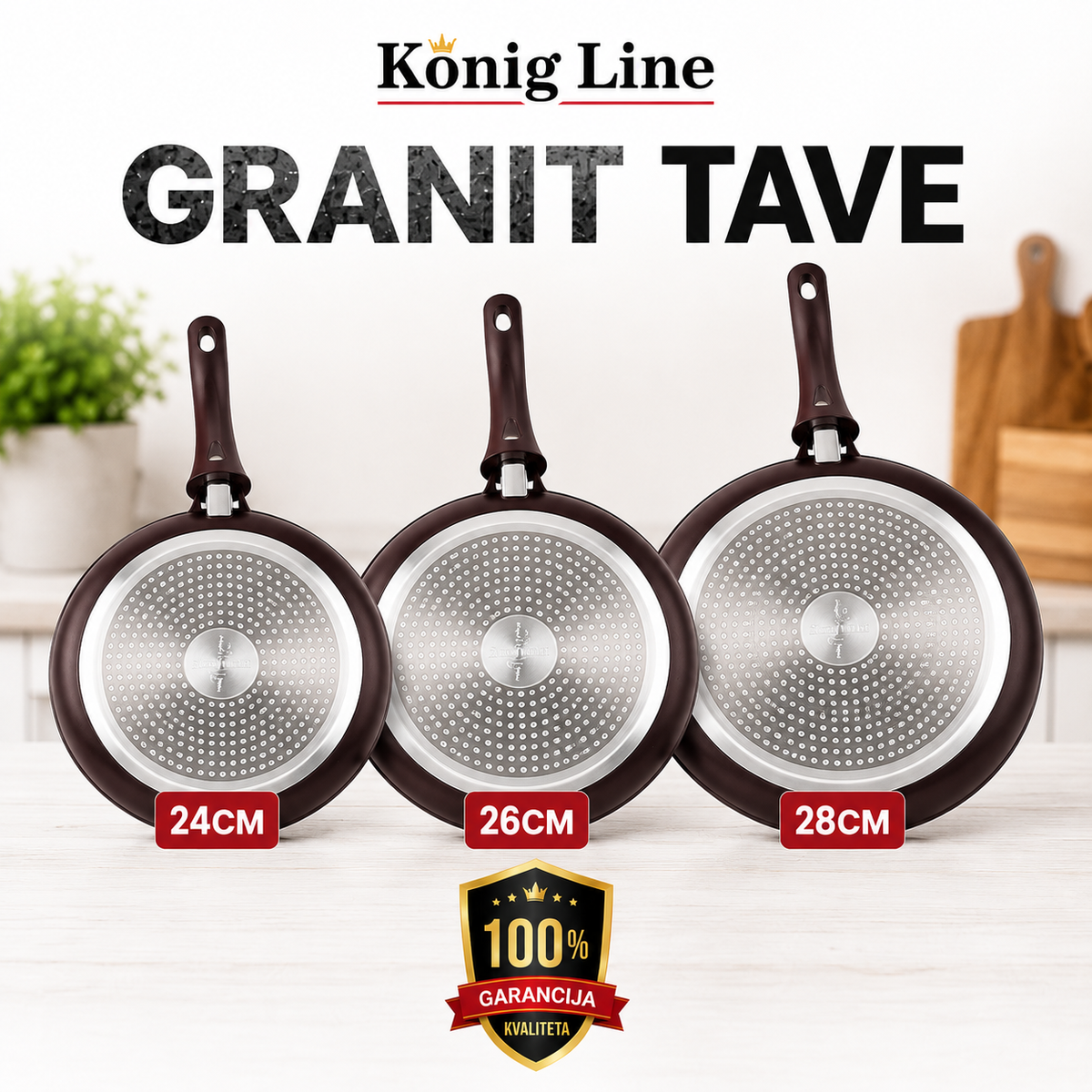 Granit tava sa poklopcem 24 cm / 26 cm / 28 cm