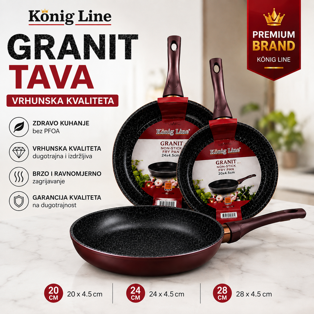 Granit tava König Line – 20 cm / 24 cm / 28 cm